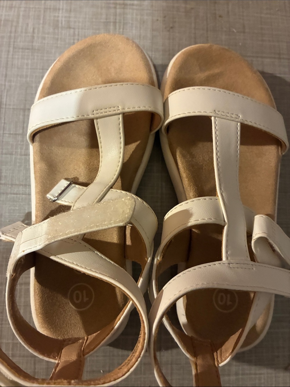 Cat & Jack Cream T-Strap Velcro Sandals